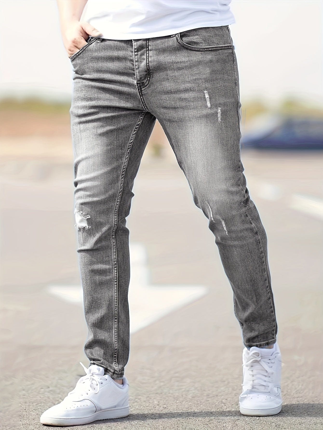 Alex｜Jean slim extensible pour homme - Style déchiré