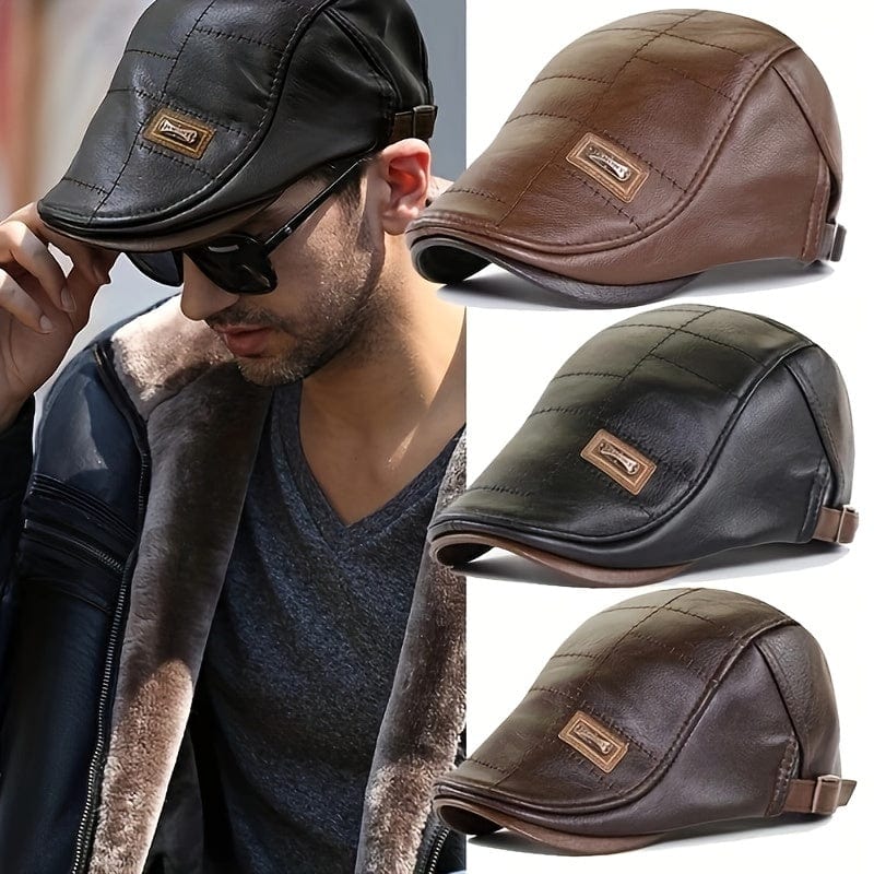 Tristan｜Chapeau béret en cuir rétro et élégant