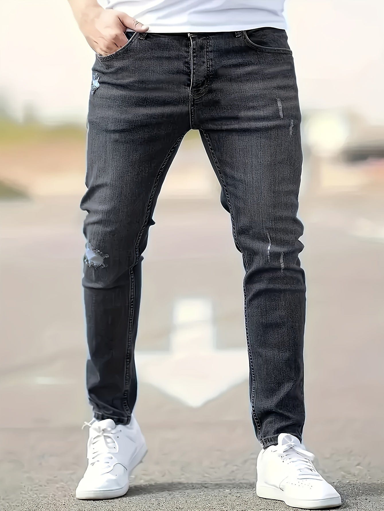 Alex｜Jean slim extensible pour homme - Style déchiré