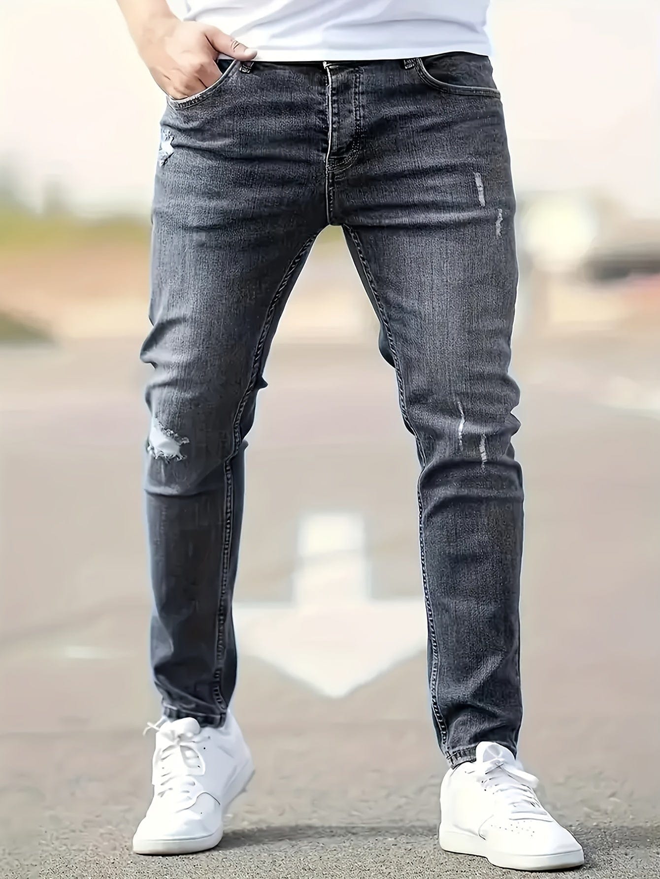 Alex｜Jean slim extensible pour homme - Style déchiré